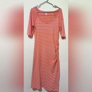 Fig Ary dress voyage collection coral stripped 3/4 sleeve bodycon midi